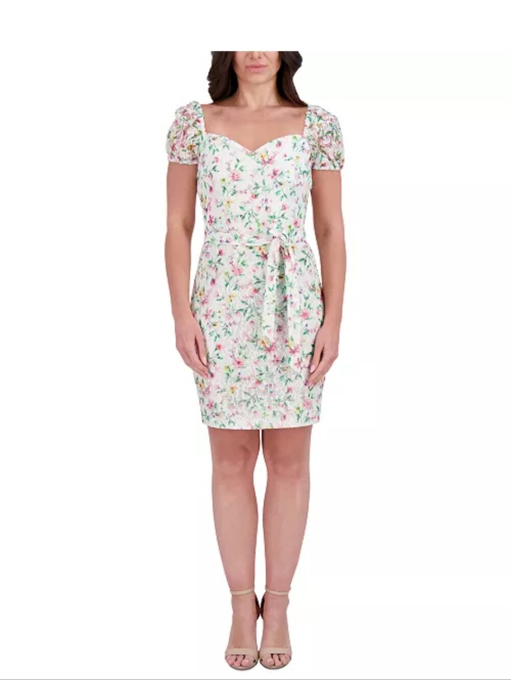 NWT Kensie Dress Sz 12 Floral Lace Puff Sleeve Tie Waist Cottagecore $129